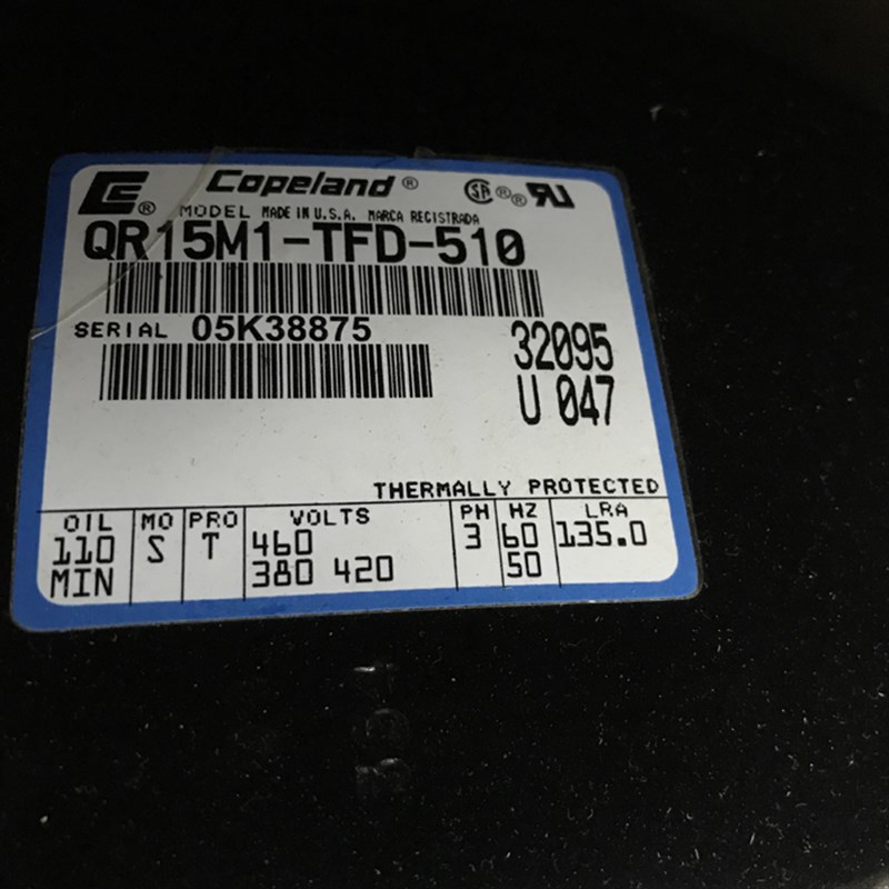 QR15M1-TFD-551 QR90K1-TFD-501/522全新进口美国谷轮活塞压缩机