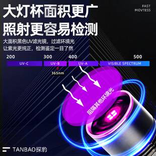 大功率紫光灯手电筒UV365nm固化灯验钞防伪烟酒蔬菜紫外线检测灯