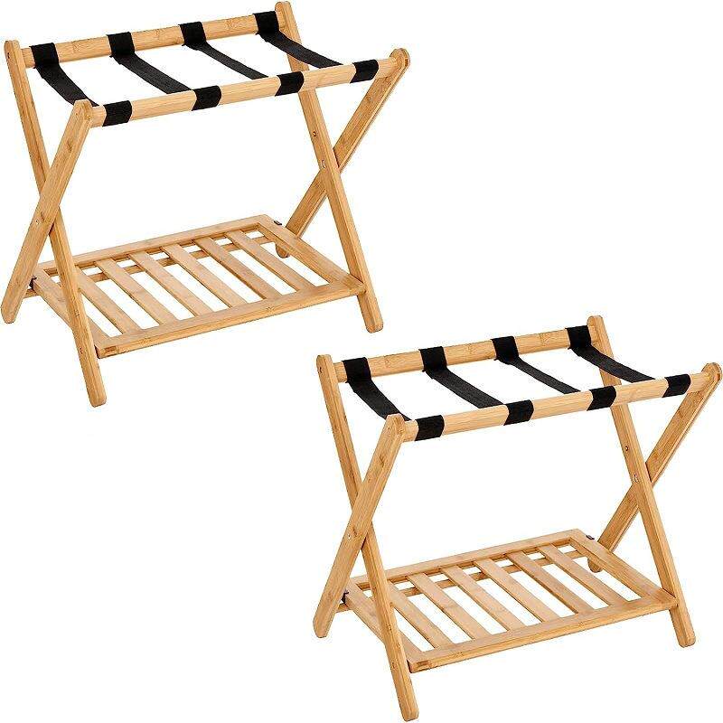 楠叠竹行礼架酒店两层卧室架衣服临时放置用手提箱折落100-1地家