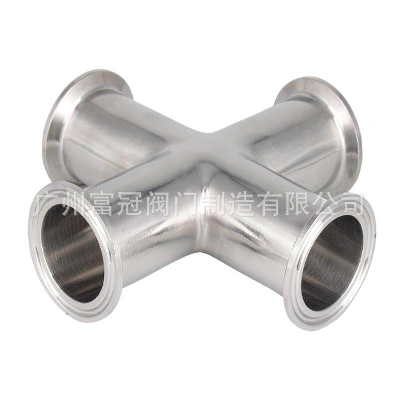 34不卫生级四锈钢0快卫生级快装四通等径快开十字接头装卡箍卡盘