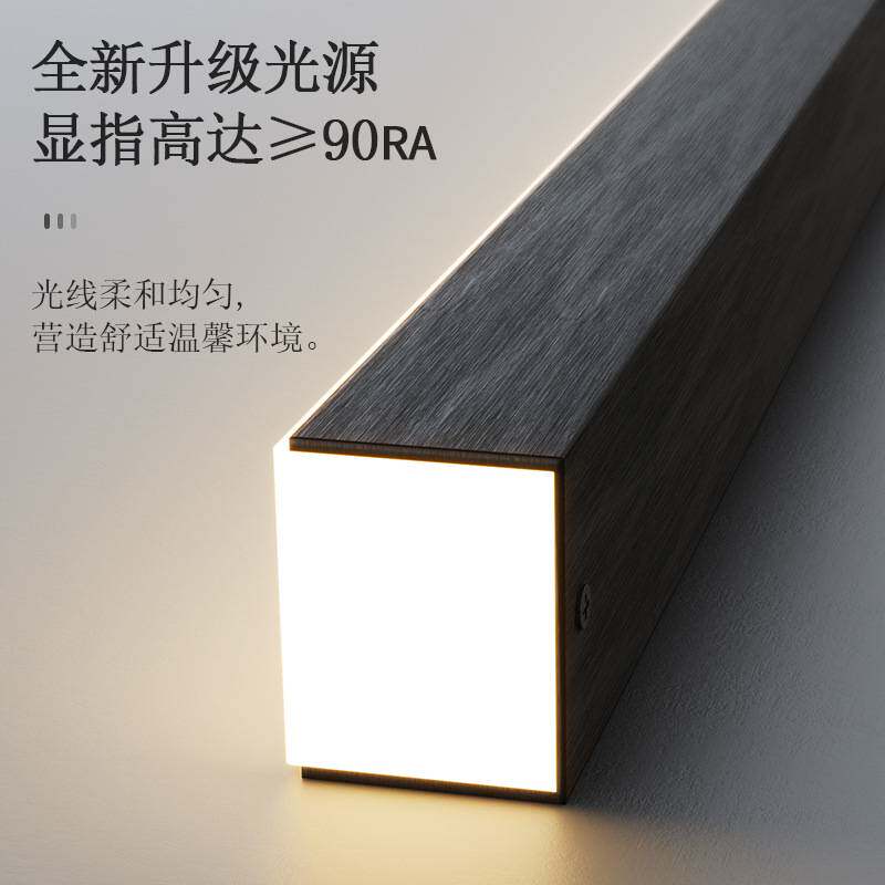高亮led一字长条吊灯黑色拉丝航空铝材餐厅吧台前台办公室灯具饰