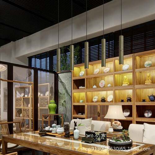 新中式禅室餐厅吊节灯民宿餐茶馆酒店吧台意前台简约竹SYD-815竹