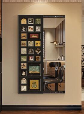 中古风形挂全身装饰画可推隐镜拉暗藏式穿衣镜壁画玄LBQ关卧室镜