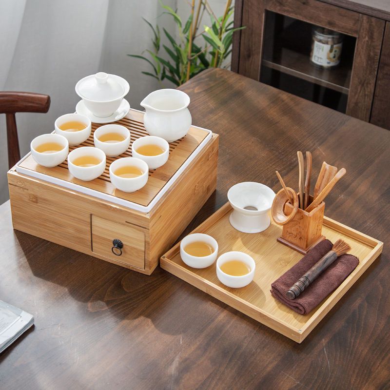 茶具收纳盒一体简约便捷车载旅行家庭竹制茶盘干泡台整套茶具一件