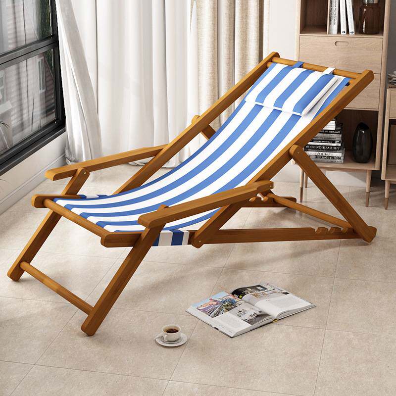 折叠躺椅户外休闲替换布阳台靠背小型便携式户外椅竹简约现代扶手