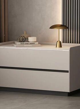 实软包床头柜尺寸床边收纳柜简木约奢CUA卧室大皮质岩轻板落地床