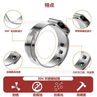 卡箍钳 .1mICNm组合配装 跨s境51pc盒装 04不锈2钢单耳无极卡箍5.
