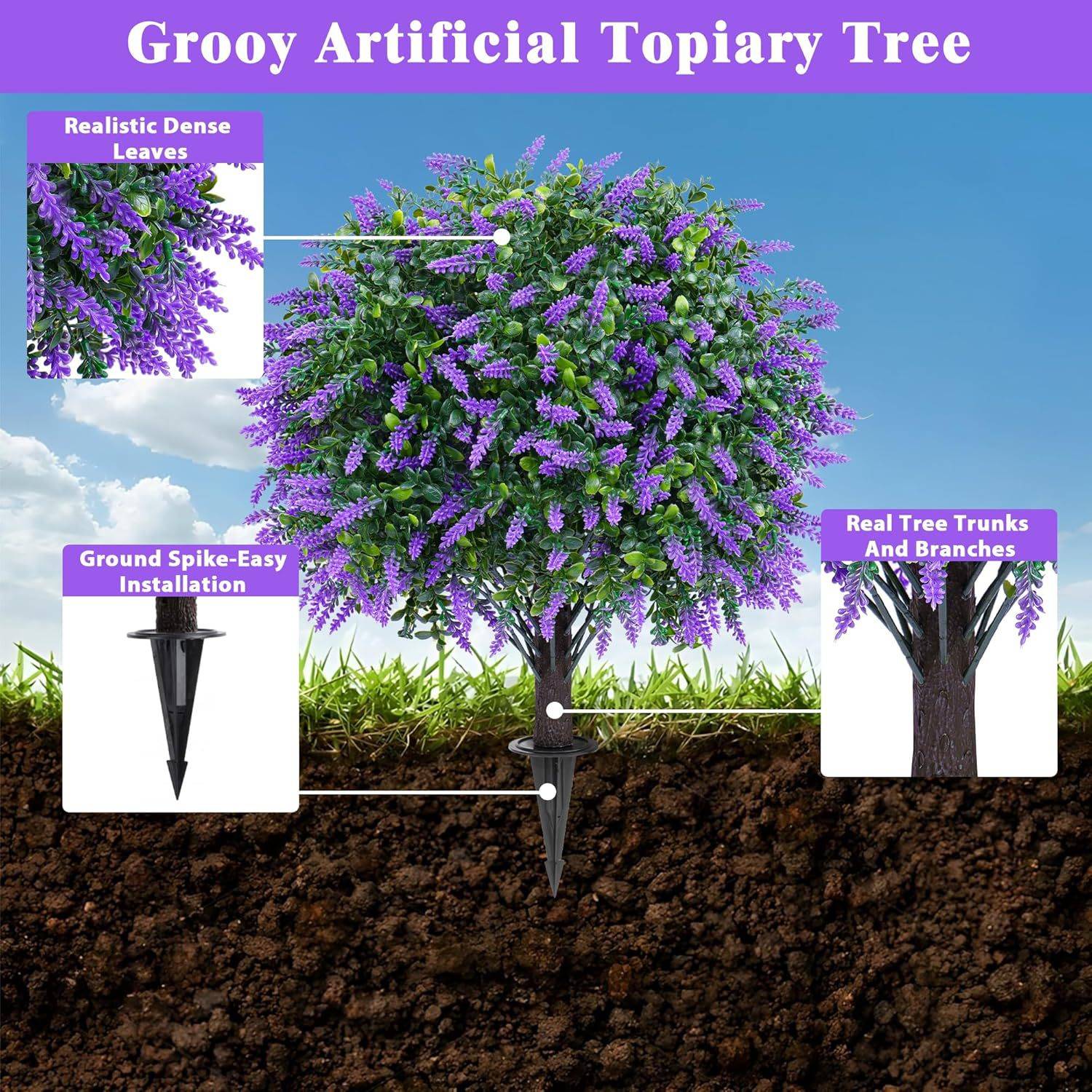 亚马逊爆款仿真绿植地插小柏树仿真柏树盆景黄杨木薰衣草假花假树