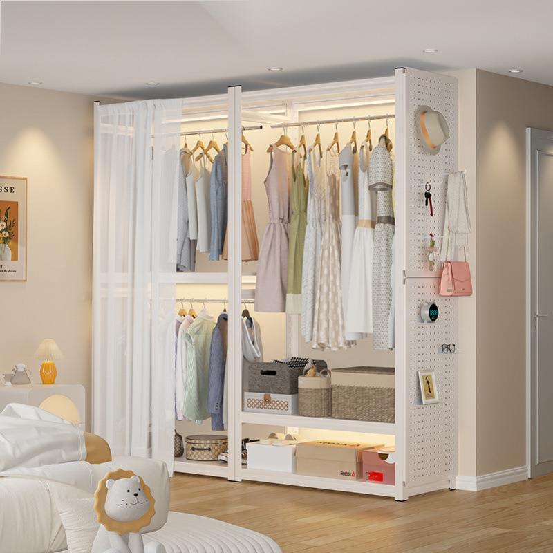 衣柜用多层开放式架衣卧室出置租房收纳落家地物架书架简易衣1帽