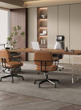 实木公办室电脑桌桌新家用写字台式轻奢感LVR2025款超书长