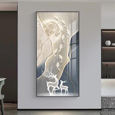 石来运挂转玄关装饰竖版现代轻奢大气SF712199画走廊壁过道画高档