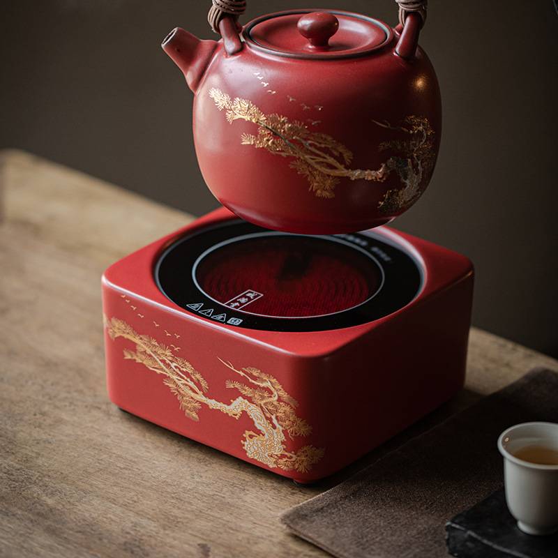 弥言山楂红电陶炉煮茶套装家用复古轻奢煮茶器茶壶底座茶道配件茶