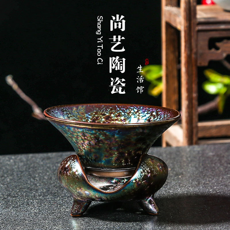 七彩茶漏过滤性超强茶漏组 陶瓷茶滤过滤网过滤器青瓷茶具茶道