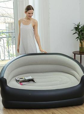 跨境充气沙双人FYN发 植绒充气沙发 双人沙充气沙懒人发户外发可