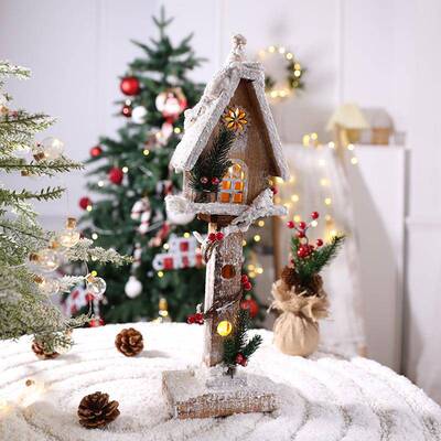 诞节装饰品创意小542摆件木屋圣房子氛围装扮道具场小景家布置用