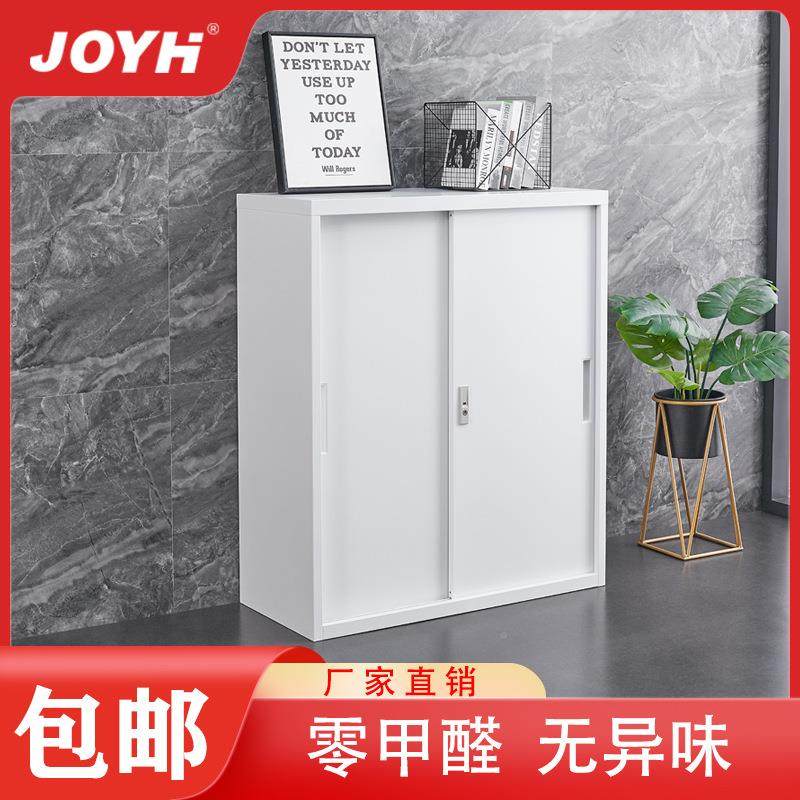 件柜落地矮柜办档室文资料柜玻璃门公钢制ZHJJ-11隔断柜白色移动