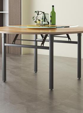 加转厚1实木折叠板大圆桌面桌子MMI餐桌15人20饭桌带盘0家用圆形