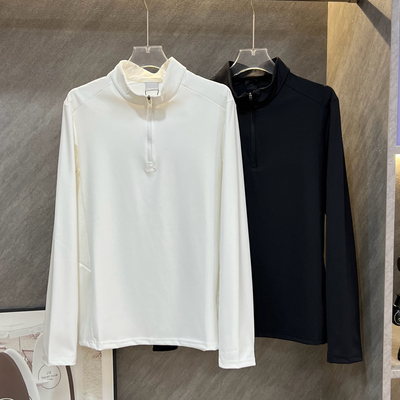 【萨家】男士两色春秋半拉链休闲透气速干T恤长袖