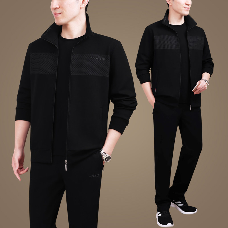 中老年运动套装男士春秋季2023新款爸爸休闲服三件套父亲春装套装