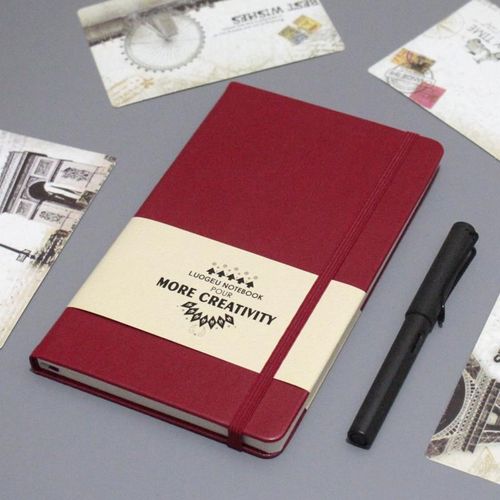 简约暗红色横线记事本A5硬壳文艺线条笔记本商务礼品定制可印LOGO