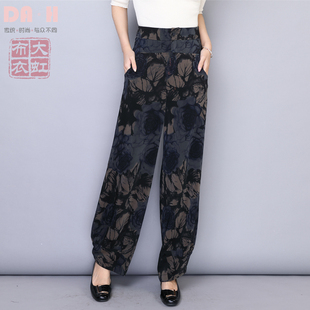 收腹显瘦中老年妈妈萝卜裤 春夏新款 花色免烫花苞裤 灯笼裤 高腰大码