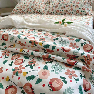 高档纯棉老粗布床单三件套加不不易皱不H起球帆布冰凉席亚麻大炕