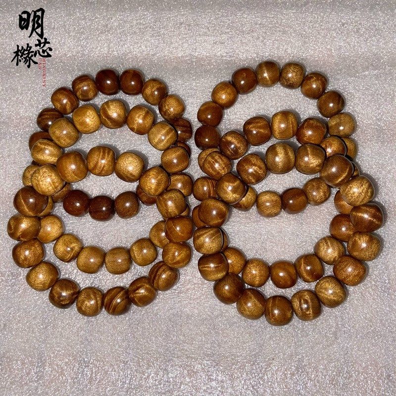 金丝楠木手串老型珠立体水波1.2x1.3 小叶桢楠枯木料单圈佛珠饰品