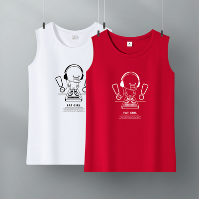 大红色吊带女夏坎袖背心女无袖高级感上衣外穿大码妈妈款打底衫