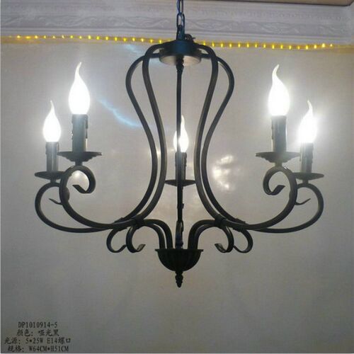 欧式蜡烛吊灯简约客厅卧s室灯服装店灯饰创意美式黑色铁艺8头吊灯