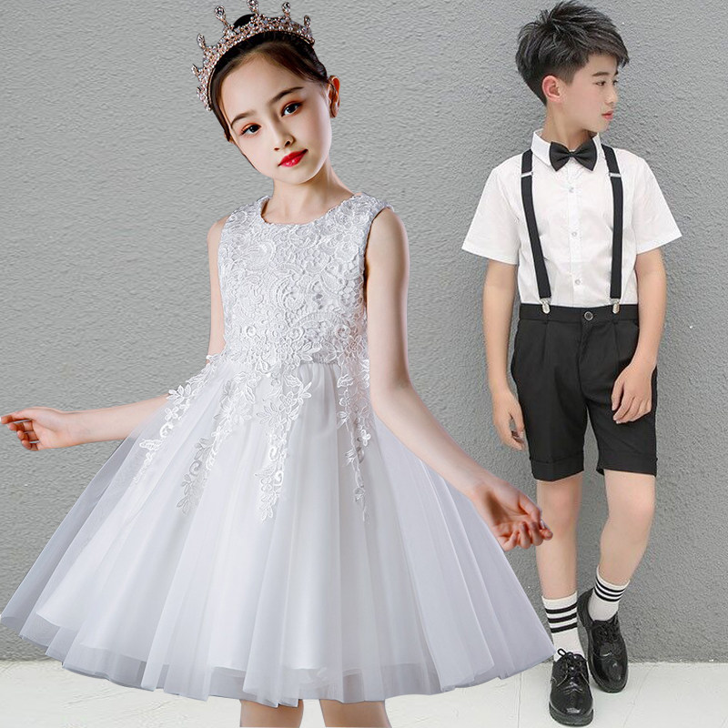 六一儿童纱裙幼儿园舞蹈表演公主裙男女童白红色蓬蓬大合唱演出服