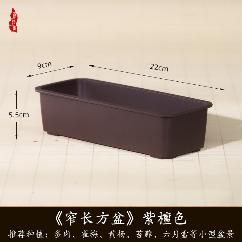 长型多肉花盆仿紫砂陶瓷盆石生花专用塑料盆景盆栽花盆长方形肉盆