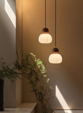 卧室床头吊灯g日式复古黄铜轻奢吧台玄关走廊橱窗民宿胡桃木小吊