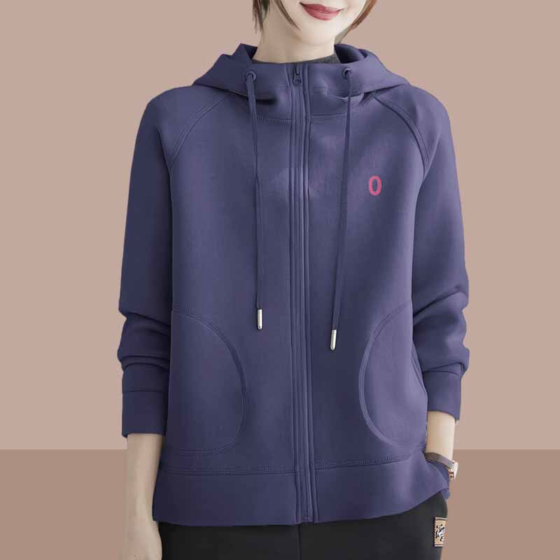 女士短外套2024春秋新款宽松大码设计感小众卫衣开衫长袖拉链上衣