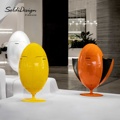 意大利Soldi Design创意旋转恐龙蛋带盖垃圾桶家用大号垃圾分类桶