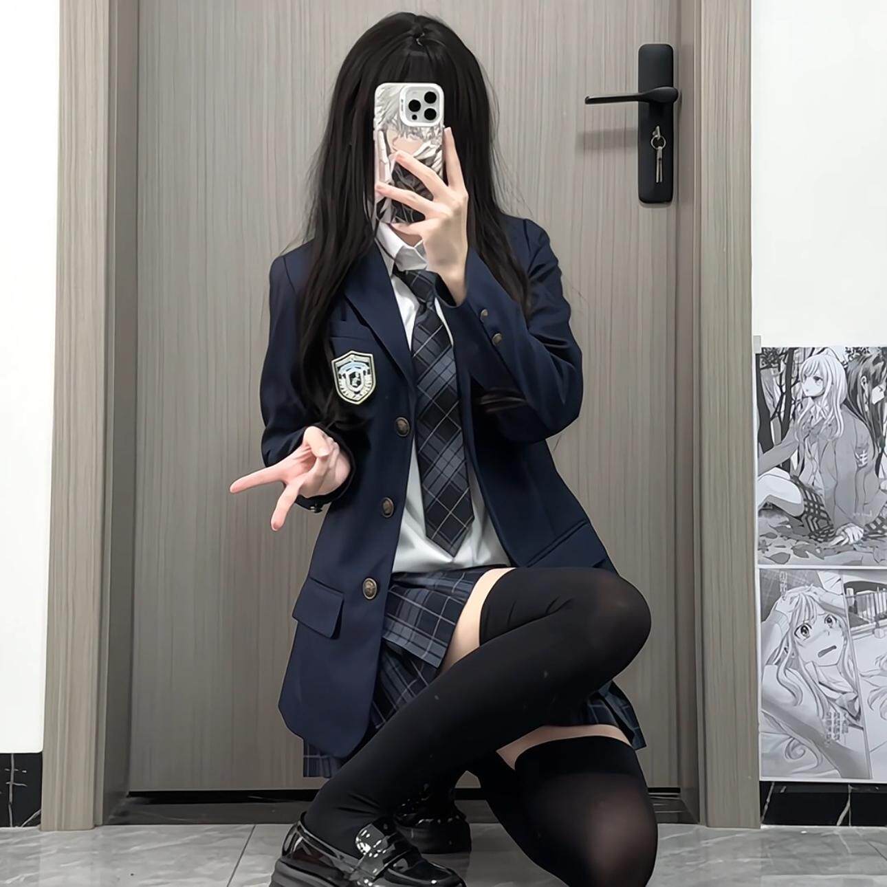 学院风三件套制服绀色西