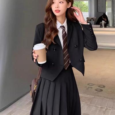 学院风黑色西装套装裙一