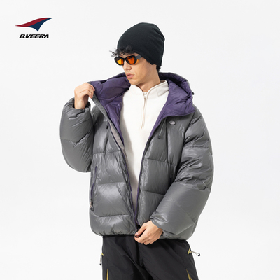 调节连帽羽绒服鸭绒面包服保暖