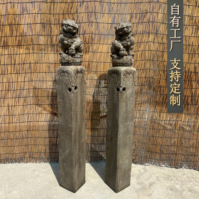 石雕拴马桩e石狮子青石仿古做旧貔貅麒麟拴马石柱家用庭院酒店装