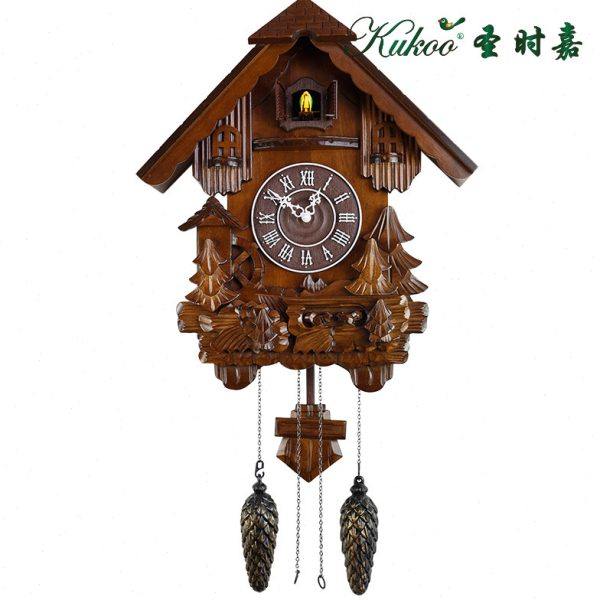 圣时嘉布谷鸟挂钟咕咕钟实木雕刻欧式彩绘客厅摇摆报时挂表6013,家居饰品,挂钟,淘宝优惠券,粉丝福利购,淘宝优惠卷
