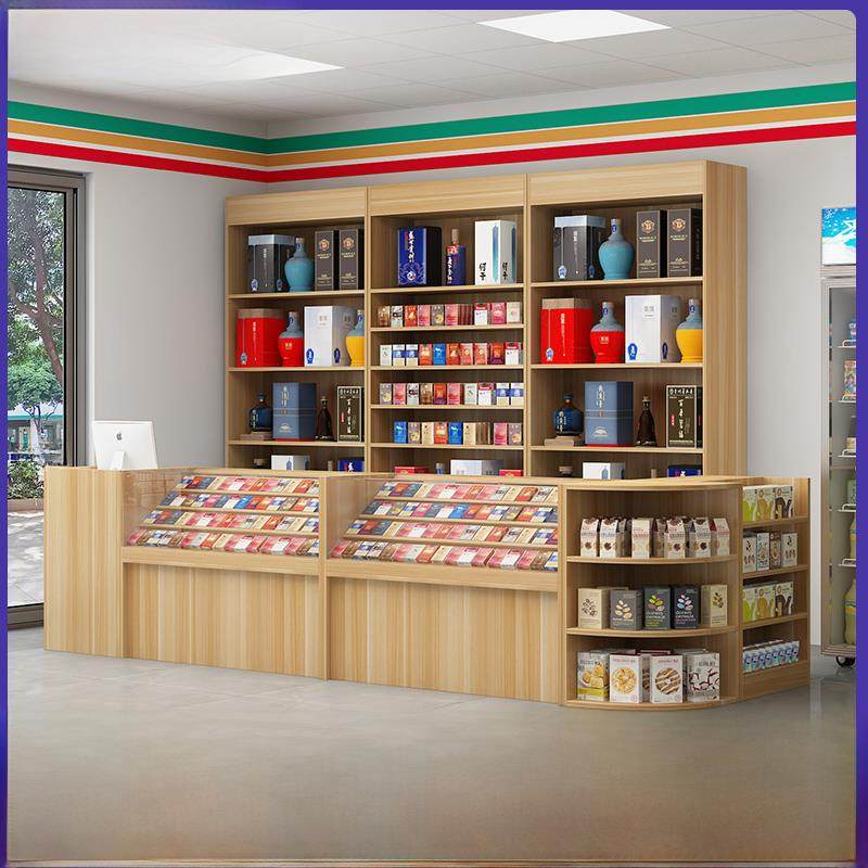 烟柜柜台收银台一体组合便利店玻璃香烟展示柜小卖铺超市转角前台