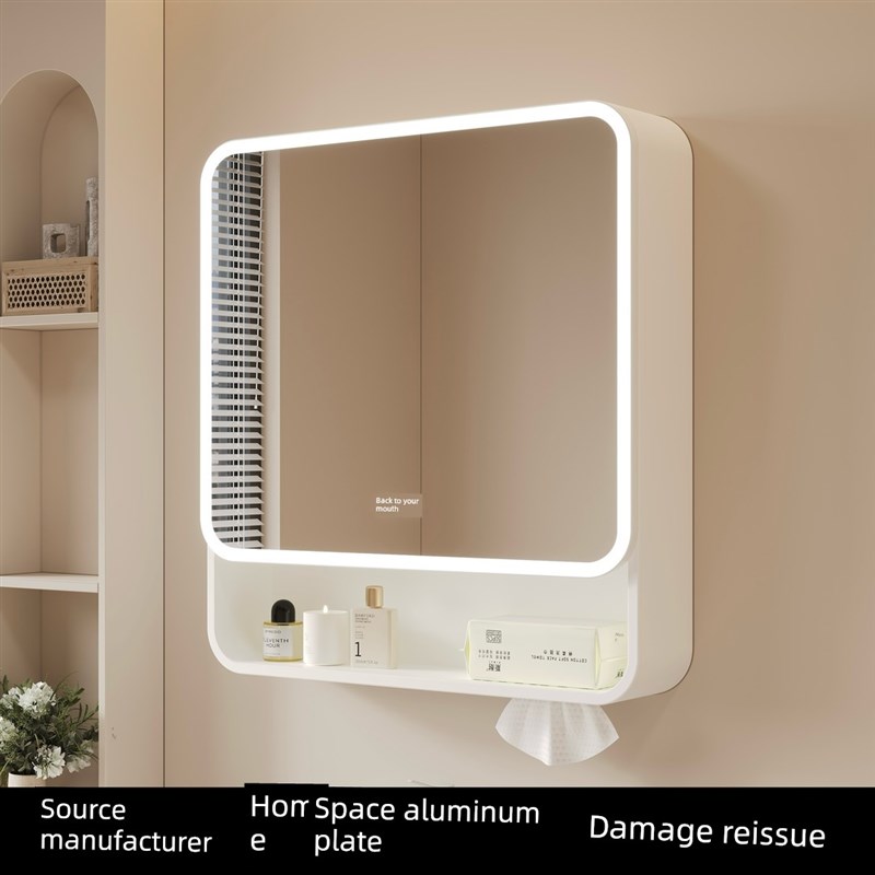 太空铝灯光除雾智能镜柜普通镜收纳柜挂墙M式浴室镜子洗手间卫生