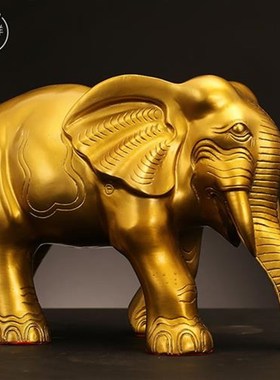 全黄铜吸水大象工艺m品摆件一对客厅玄关酒柜装饰大号家居桌面饰