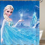 装 饰挂布浴帘卫生间挡水洗澡帘遮光帘艾莎公主布艺柜门衣柜遮挡帘
