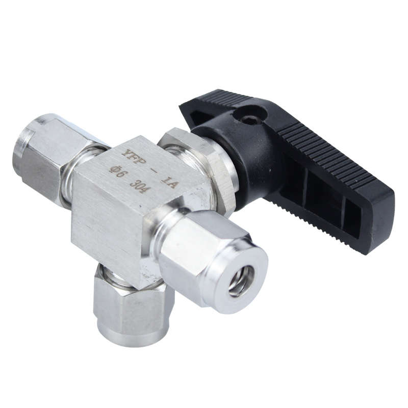 304不锈钢卡套三通彷美球阀/面板式三通切换球阀/L型/水平式.6 8M