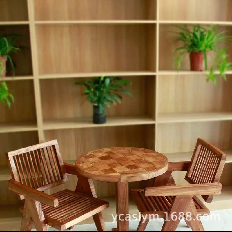 老榆木家用茶桌咖啡桌阳台实木茶边几方形拼花桌复古做旧风格