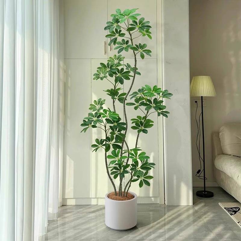 仿真绿植高端轻奢仿生鸭脚木室内客厅沙发边大型盆栽落地假植物