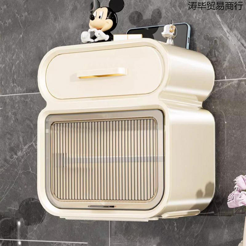 卫生间厕纸盒免打孔壁式厕所家用纳挂盒架无品牌/防收水抽纸置物