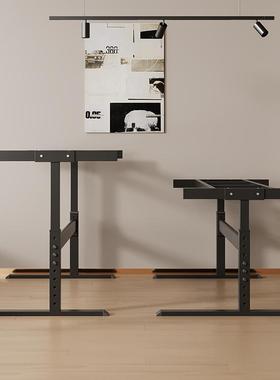 茶升降腿支架不锈钢双横梁桌铁艺电脑电桌学习办YMR公几竞桌支架