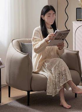 人QWD12398轻奢单发椅简约家用户型小客厅卧室公寓酒沙店接待皮艺