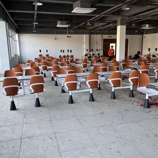 堂连体餐食SIQ桌椅厂家快餐店食堂美食服务四人区位连体餐城桌椅